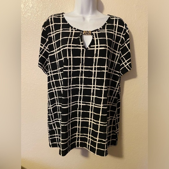 By design black and white puff print grid silver hardware 2x - Picture 1 of 4
